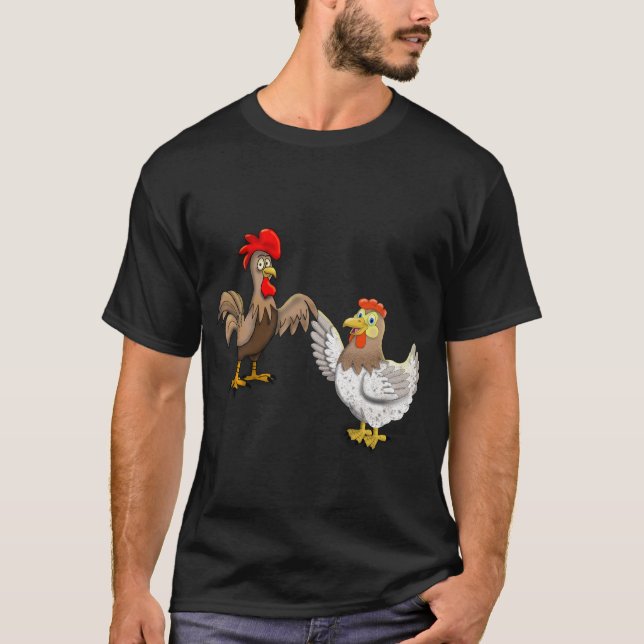 Camiseta con una gallina y un gallo (Anverso)