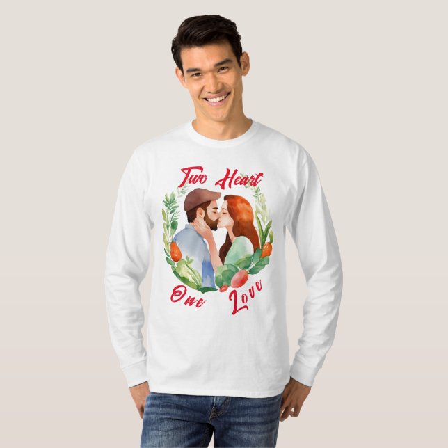 Camiseta con una pareja preciosa impresa (Anverso completo)