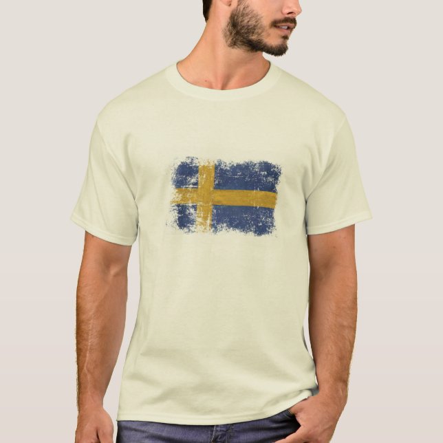 Camiseta con usada la bandera sueca (Anverso)