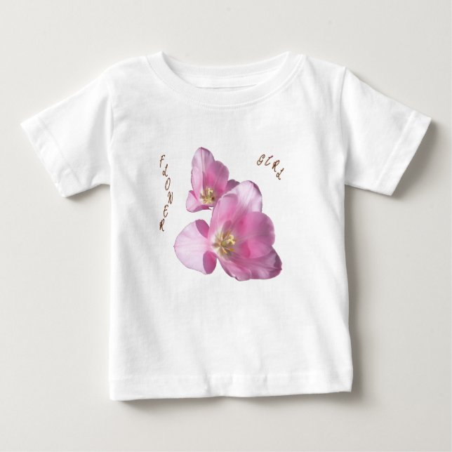 Camiseta con Volantes para Niña de Tulipanes Rosad (Anverso)