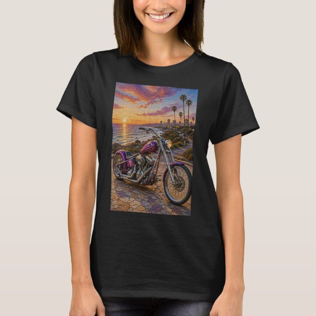 Camiseta Concepto de Chopper Purple Sunset – Micro Mosaico  (Anverso)