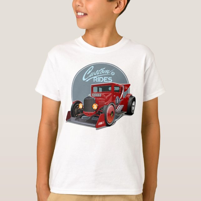 Camiseta concepto de coche de carrera retro personalizado (Anverso)