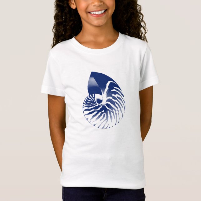 Camiseta Concha de nautilo - azul marino y blanco (Anverso)