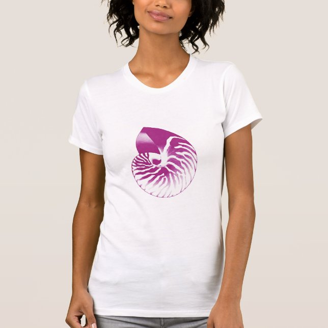 Camiseta concha de nautilo - morado berenjena y blanco (Anverso)