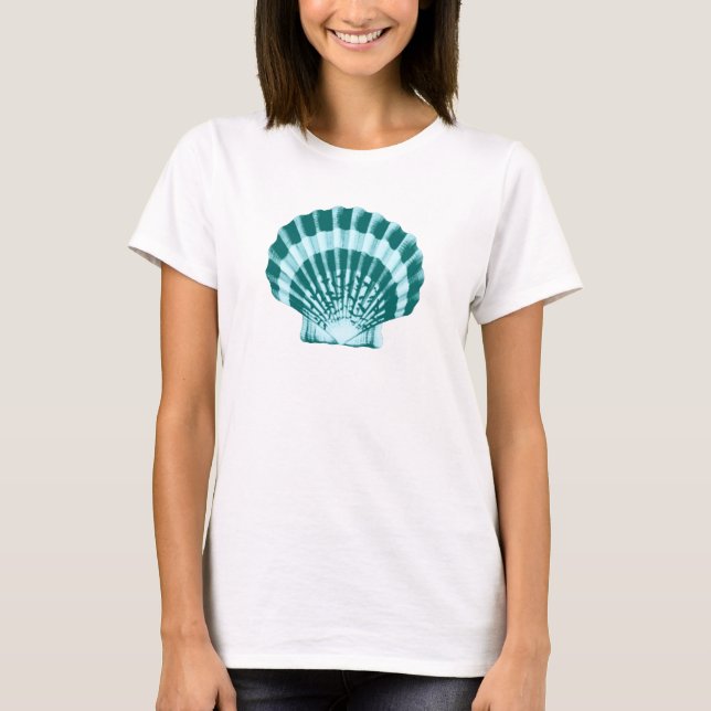 Camiseta Concha - Tonos de azul turquesa (Anverso)
