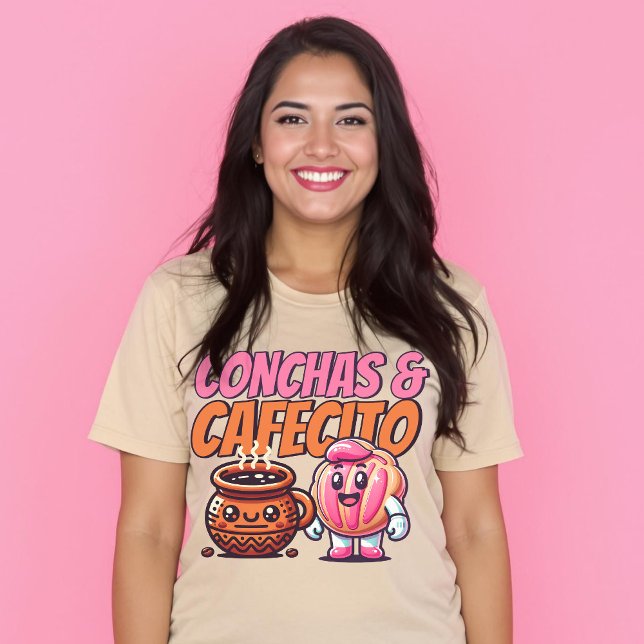 Camiseta Conchas & Cafecito Pan Dulce de Café Dulce Español (Conchas & Cafecito Spanish Sweet Coffee Pan Dulce T-Shirt)