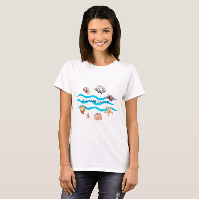 Camiseta conchas de mar, su verano (Anverso completo)