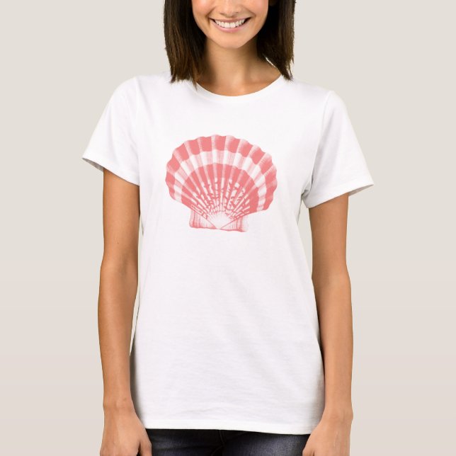 Camiseta Conchas marinas - rosa y blanco de coral (Anverso)