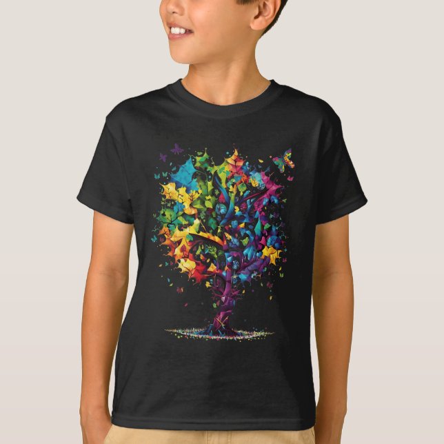 Camiseta Conciencia Autismo Rompecabezas Piezas de árbol co (Anverso)