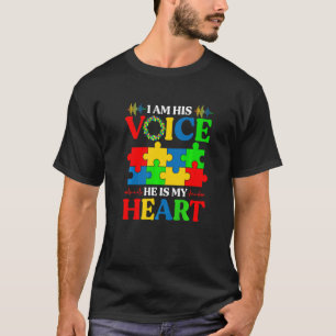 Camiseta Conciencia autista de autismo Yo soy su voz Él es 