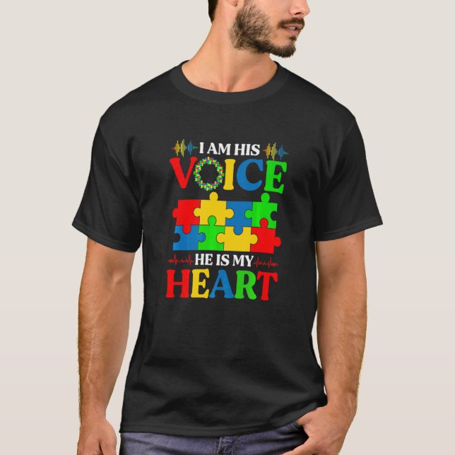 Camiseta Conciencia autista de autismo Yo soy su voz Él es  (Anverso)