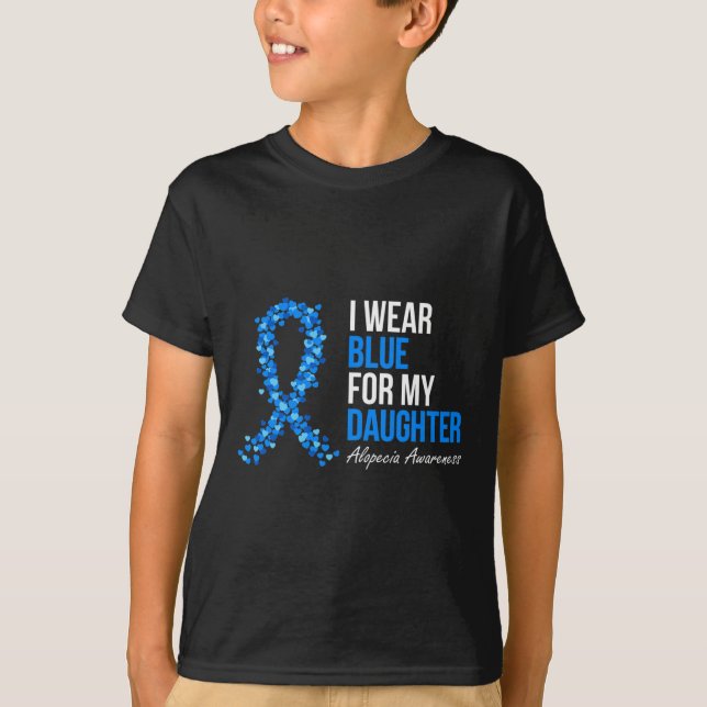 Camiseta Conciencia De Alopecia Que Uso Azul Para Mi Hija B (Anverso)