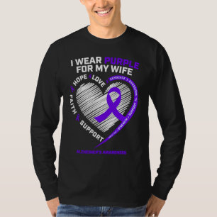 Camiseta Conciencia de Alzheimer Morado Esposa Hombres Muje