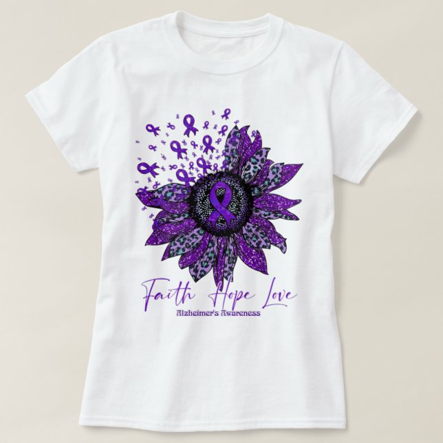 Camiseta Conciencia De Alzheimer Sobre La Fe Del Girasol Ho (Diseño del anverso)