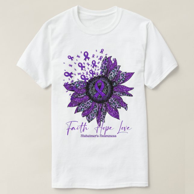 Camiseta Conciencia De Alzheimer Sobre La Fe Del Girasol Ho (Diseño del anverso)