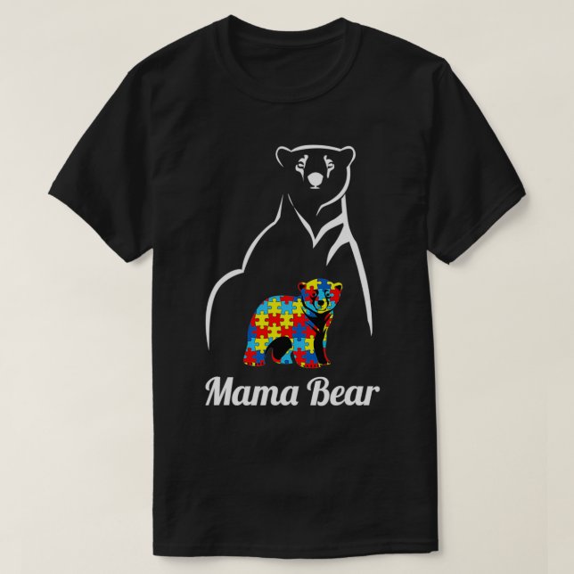 Camiseta Conciencia de autismo mamá oso mamá (Diseño del anverso)