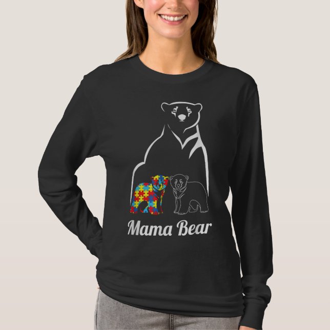 Camiseta Conciencia de autismo mamá oso mamá (Anverso)