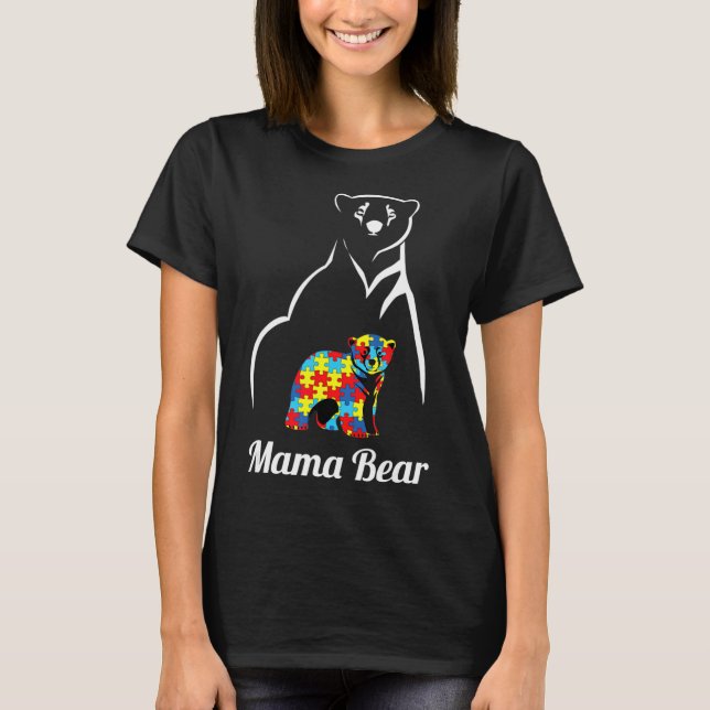 Camiseta Conciencia de autismo mamá oso mamá (Anverso)