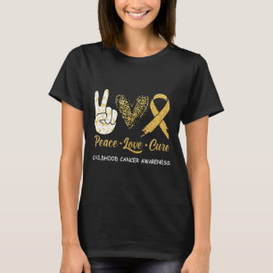 Camiseta Conciencia de Cáncer Infantil Paz Amor Cura Leopar