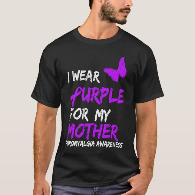 Camiseta Conciencia De Fibromialgia Que Uso Púrpura Para Mi (Anverso)