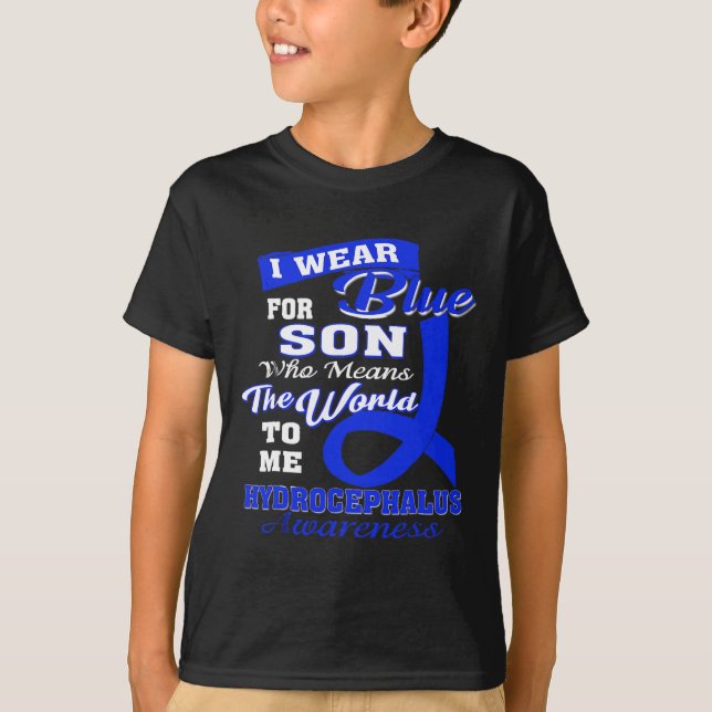 Camiseta Conciencia De Hidrocefalia - Uso Azul Por Hijo (Anverso)