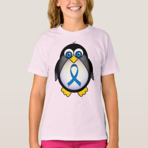 Camiseta Conciencia de la cinta azul de pingüino cutáneo