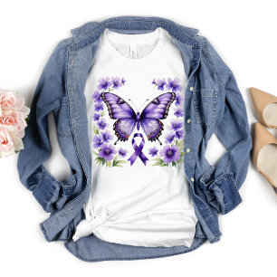 Camiseta Conciencia de la cinta morada Alzheimer, cáncer, l