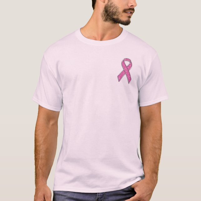 Camiseta Conciencia de la cinta rosa con el estilo cromado  (Anverso)