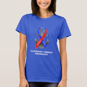 Camiseta Conciencia de la fibrosis pulmonar con el ancla de