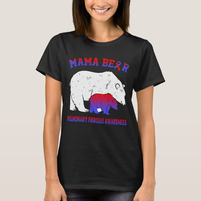 Camiseta Conciencia de la fibrosis pulmonar de Mama Bear (Anverso)