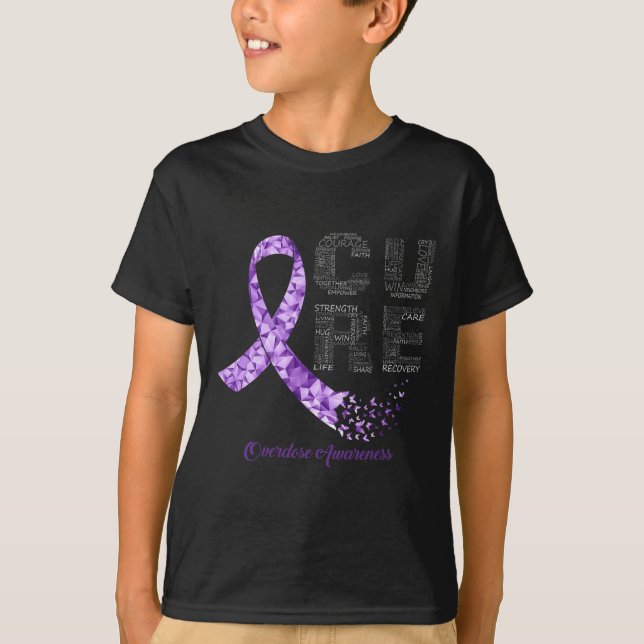 Camiseta Conciencia de la sobredosis de CURE Purple Ribbon (Anverso)