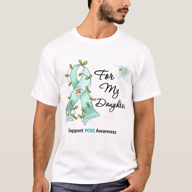 Camiseta Conciencia de PCOS llevo la cinta verde azulada (Anverso)
