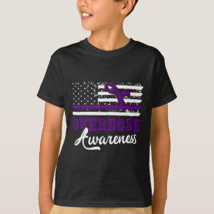 Camiseta Conciencia de Sobredosis Cinta Morada Adicción a l
