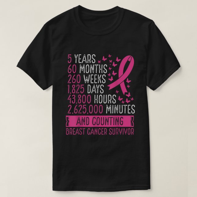 Camiseta Conciencia de sobrevivientes de cáncer de mama 5 a (Diseño del anverso)