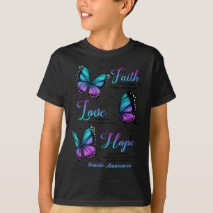 Camiseta Conciencia de suicidio mariposa Fe Amor Esperanza