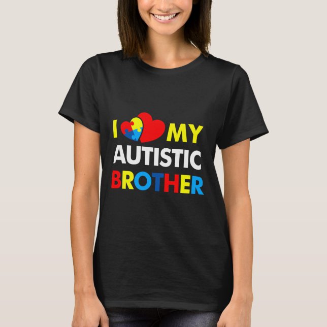 Camiseta Conciencia del autismo Amo a Mi Hermano Autista (Anverso)