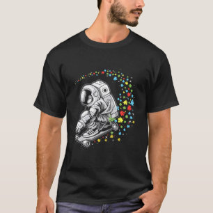 Camiseta Conciencia del Autismo Astronauta Skateboard Space