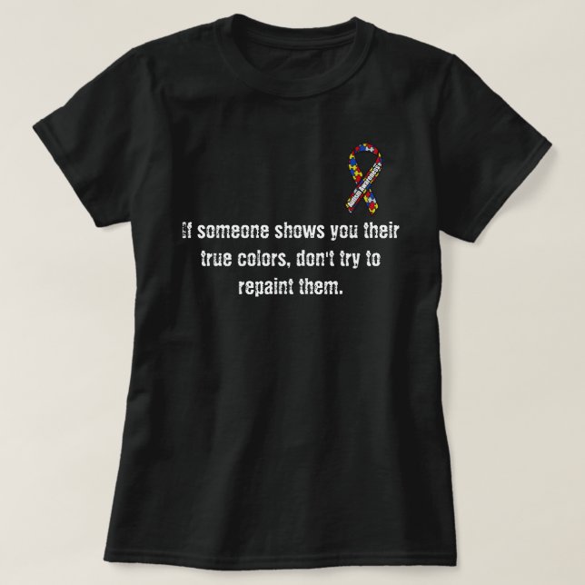 Camiseta Conciencia del autismo - colores verdaderos (Diseño del anverso)