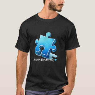 Camiseta Conciencia del Autismo Corazón Rompecabezas Azul C