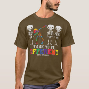 Camiseta Conciencia del autismo Dabbing Skeleton No es un d