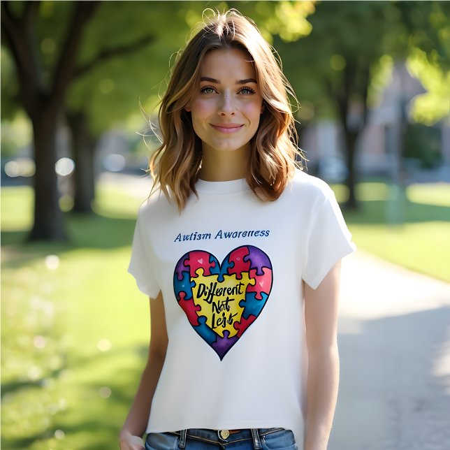 Camiseta Conciencia del autismo 'diferente no menos' (Autism Awareness T-Shirt.  'Different Not Less')