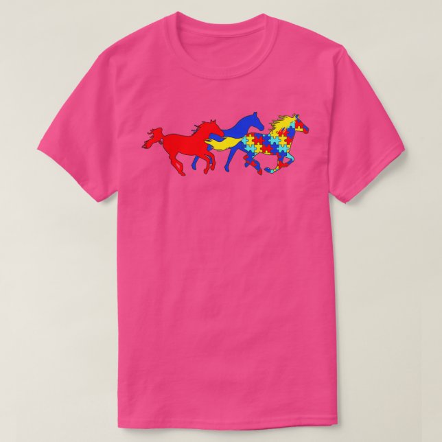 Camiseta Conciencia del autismo Diferentes caballos Lover (Diseño del anverso)