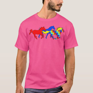 Camiseta Conciencia del autismo Diferentes caballos Lover