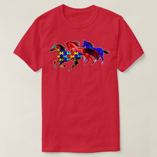Camiseta Conciencia del autismo diferentes caballos Neurodi (Diseño del anverso)