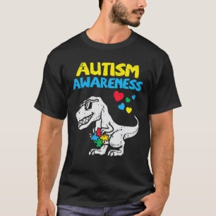 Camiseta Conciencia del autismo Dino Niño autista Niños Cut