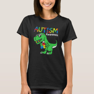 Camiseta Conciencia del autismo Dino Niño autista Niños Cut
