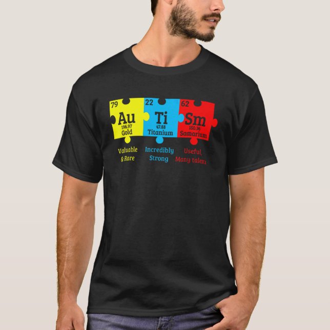 Camiseta Conciencia del Autismo Elemento de Rompecabezas Qu (Anverso)