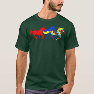 Camiseta Conciencia del autismo en diferentes caballos
