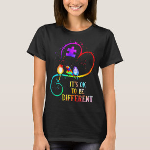 Camiseta Conciencia del autismo Está bien ser diferente amo
