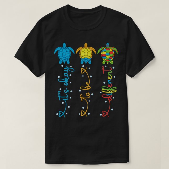 Camiseta Conciencia del autismo Está Bien Ser Tortuga De Ma (Diseño del anverso)